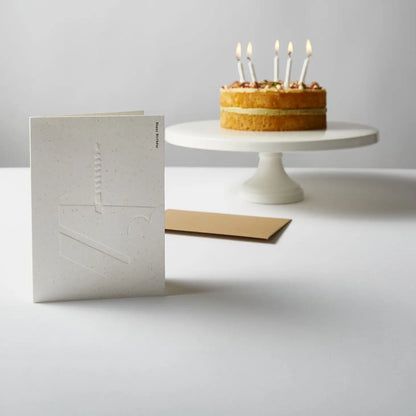 Card happy birthday cake embossed