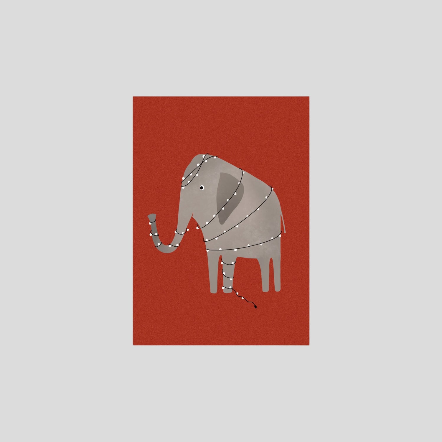 Éléphant de carte postale avec des guirlandes lumineuses